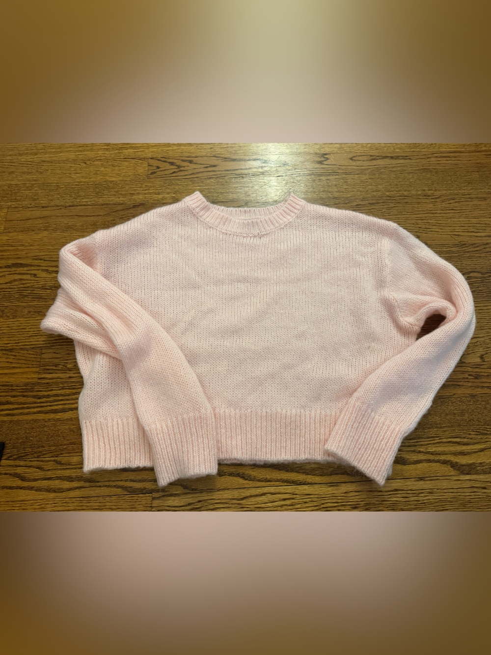 Edikted Cropped Crewneck Sweater in Pale Pink